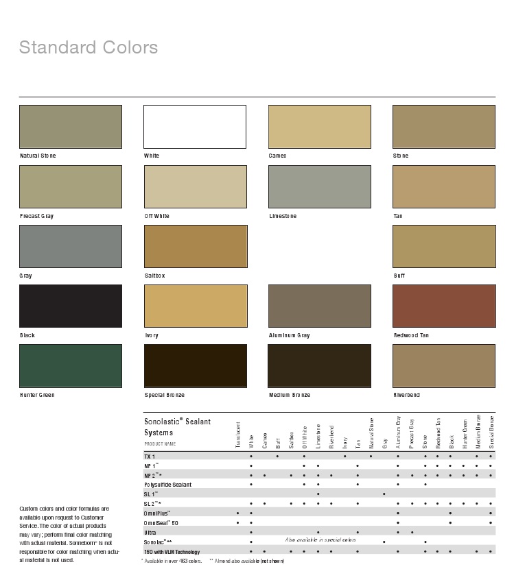 Sonoguard Color Chart